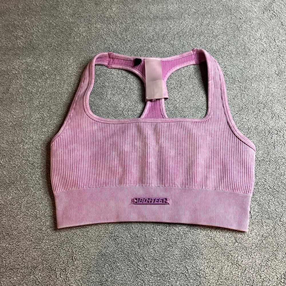 Bo+Tee Ribbed Seamless Padded sports Bra in Lilac Purple Size Small B197